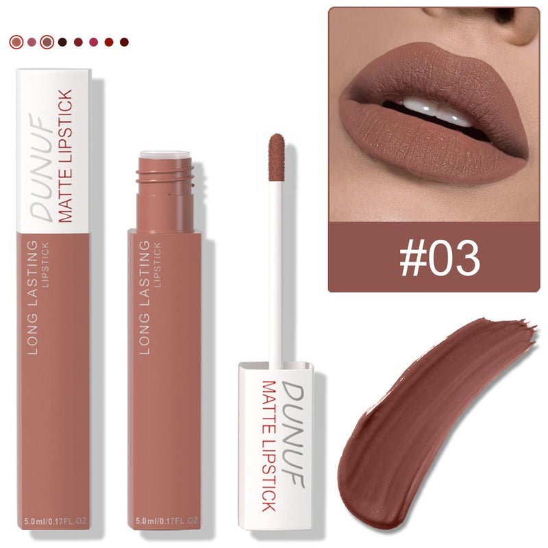 DUNUF 8-Color Matte Waterproof Long-Lasting Lip Gloss - Long-Lasting, Highly Color-Rich, Transfer-Resistant, Velvet Lip Tint